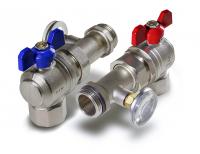 Кран угловой с американкой и термометром-M319-4B(B+R)